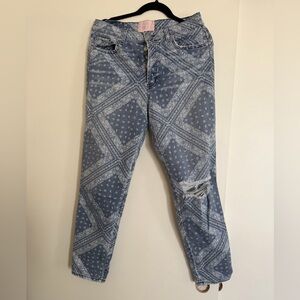 REVICE Blue Patterned Ankle Jeans